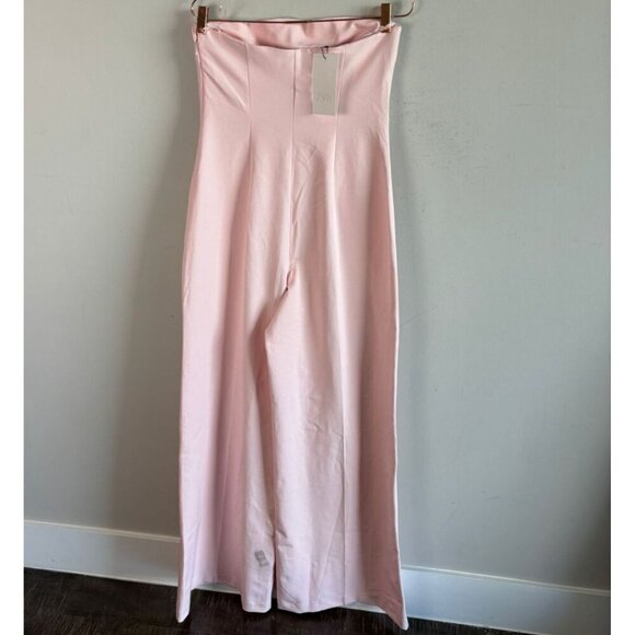 Zara Womens Bloggers Favorite Strapless Satin Effect Jumpsuit Pale Pink Medium - Picture 8 of 13
